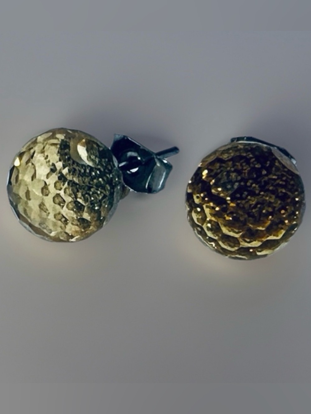 Beautiful vintage smoky Amber tone reflective pierced stud post earrings